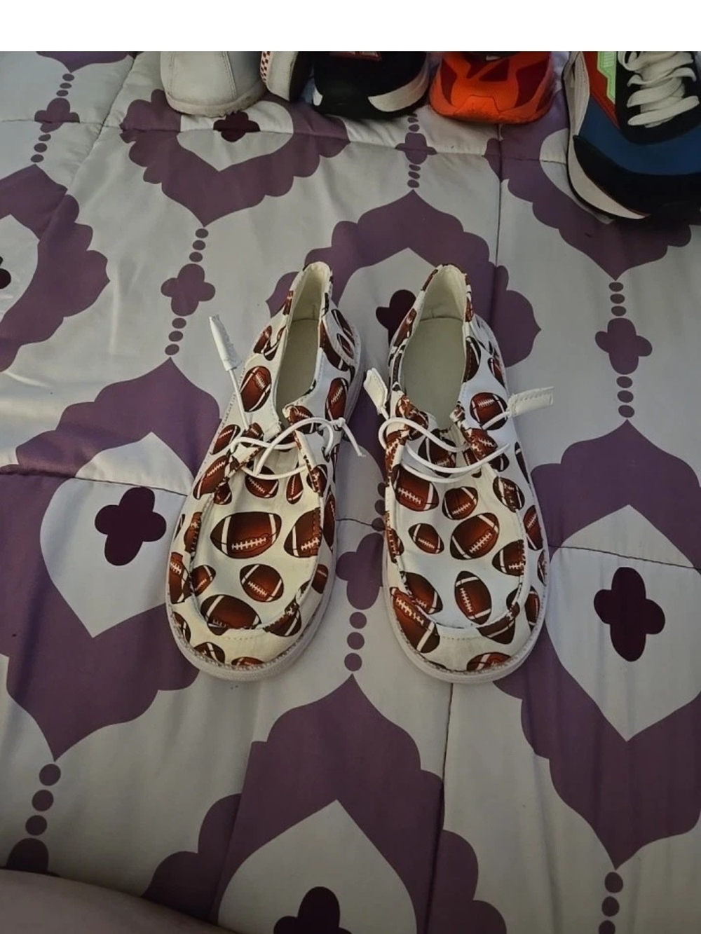 Unbranded Women’s White Casual Sneakers with Brown Football Print